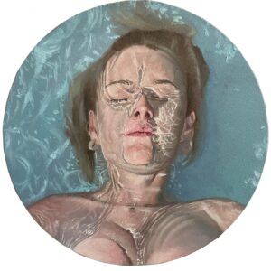 Summer in my mind Oil on canvas 30 cm round 2023 - Barcelona